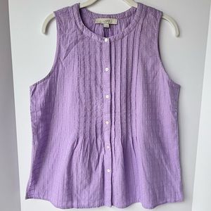 NWT | LOFT Pintucked Button Sleeveless Top | Lavendar/Purple | Women’s Size M